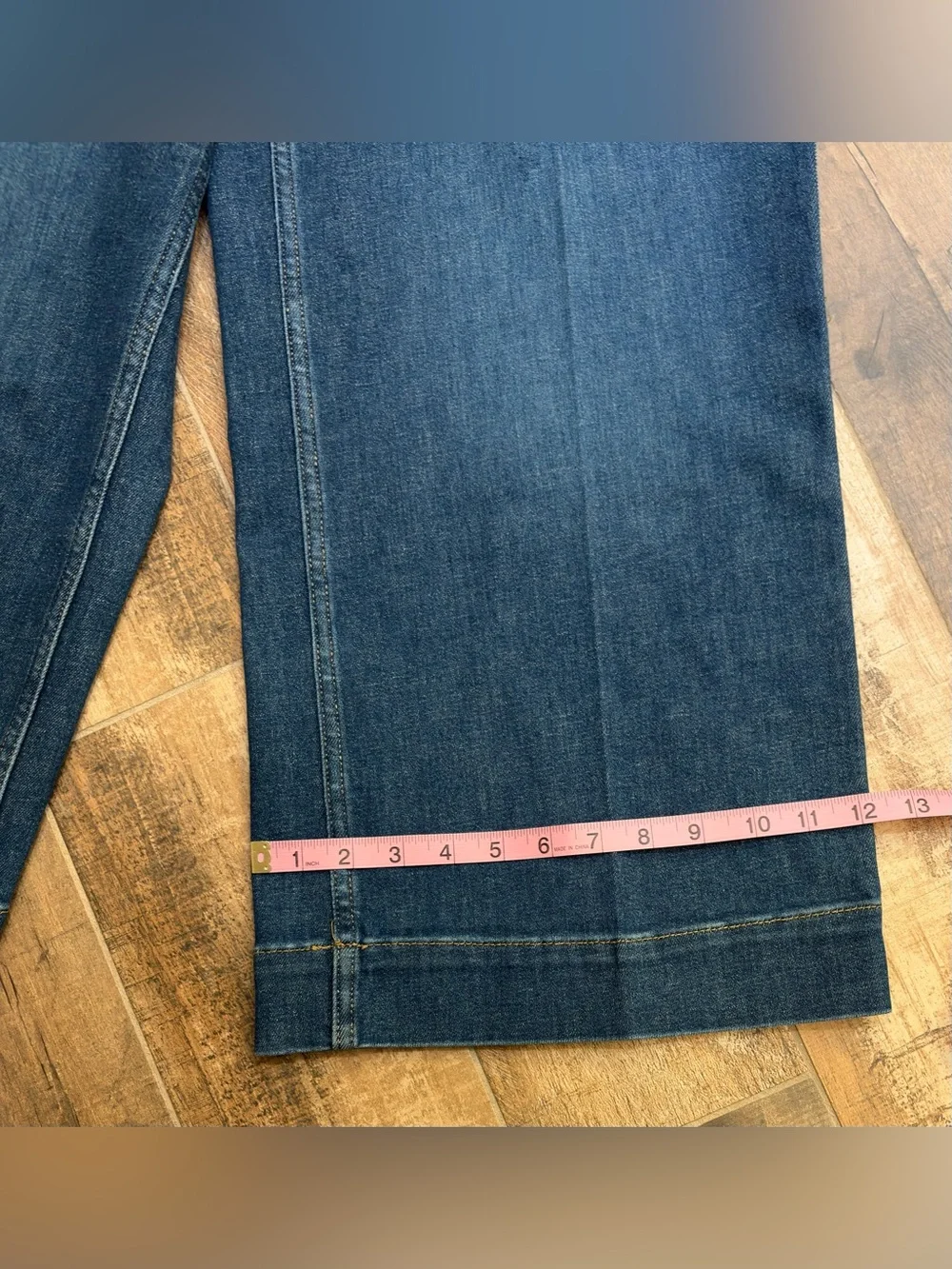 SPANX Dark Wash Cropped Wide Leg Jeans Culottes Size L - Picture 10 of 10